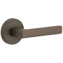 Viaggio Motivo Right Handed Solid Brass Privacy Door Lever Set with Lusso Lever and Circolo Leather Rosette - 2-3/8" Backset Titanium Gray