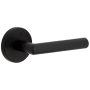 Viaggio Motivo Right Handed Solid Brass Privacy Door Lever Set with Moderno Lever and Circolo Linen Rosette - 2-3/8" Backset Satin Black