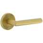 Viaggio Motivo Right Handed Solid Brass Privacy Door Lever Set with Moderno Lever and Circolo Linen Rosette - 2-3/8" Backset Satin Brass