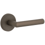 Viaggio Motivo Right Handed Solid Brass Privacy Door Lever Set with Moderno Lever and Circolo Linen Rosette - 2-3/8" Backset Titanium Gray