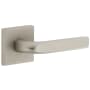 Viaggio Quadrato Right Handed Solid Brass Privacy Door Lever Set with Bella Lever and Quadrato Backplate - 2-3/8" Backset Satin Nickel