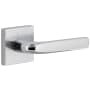 Viaggio Motivo Right Handed Solid Brass Privacy Door Lever Set with Bella Lever and Quadrato Leather Backplate - 2-3/8" Backset Bright Chrome