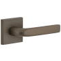 Viaggio Motivo Right Handed Solid Brass Privacy Door Lever Set with Bella Lever and Quadrato Leather Backplate - 2-3/8" Backset Titanium Gray