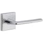 Viaggio Quadrato Hammered Right Handed Solid Brass Privacy Door Lever Set with Brezza Lever and Quadrato Hammered Backplate - 2-3/8" Backset Bright Chrome
