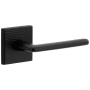 Viaggio Quadrato Hammered Right Handed Solid Brass Privacy Door Lever Set with Brezza Lever and Quadrato Hammered Backplate - 2-3/8" Backset Satin Black