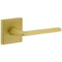 Viaggio Quadrato Hammered Right Handed Solid Brass Privacy Door Lever Set with Brezza Lever and Quadrato Hammered Backplate - 2-3/8" Backset Satin Brass