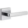 Viaggio Motivo Right Handed Solid Brass Privacy Door Lever Set with Lusso Lever and Quadrato Leather Backplate - 2-3/8" Backset Bright Chrome