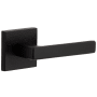 Viaggio Motivo Right Handed Solid Brass Privacy Door Lever Set with Lusso Lever and Quadrato Leather Backplate - 2-3/8" Backset Satin Black