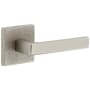 Viaggio Motivo Right Handed Solid Brass Privacy Door Lever Set with Lusso Lever and Quadrato Leather Backplate - 2-3/8" Backset Satin Nickel