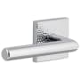 Viaggio Quadrato Hammered Left Handed Solid Brass Privacy Door Lever Set with Moderno Lever and Quadrato Hammered Backplate - 2-3/8" Backset Bright Chrome