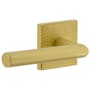 Viaggio Quadrato Hammered Left Handed Solid Brass Privacy Door Lever Set with Moderno Lever and Quadrato Hammered Backplate - 2-3/8" Backset Satin Brass