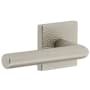 Viaggio Quadrato Hammered Left Handed Solid Brass Privacy Door Lever Set with Moderno Lever and Quadrato Hammered Backplate - 2-3/8" Backset Satin Nickel