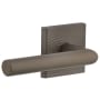 Viaggio Quadrato Hammered Left Handed Solid Brass Privacy Door Lever Set with Moderno Lever and Quadrato Hammered Backplate - 2-3/8" Backset Titanium Gray