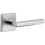 Viaggio Quadrato Hammered Right Handed Solid Brass Privacy Door Lever Set with Moderno Lever and Quadrato Hammered Backplate - 2-3/8" Backset Bright Chrome