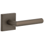 Viaggio Quadrato Hammered Right Handed Solid Brass Privacy Door Lever Set with Moderno Lever and Quadrato Hammered Backplate - 2-3/8" Backset Titanium Gray