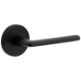 Viaggio Motivo Right Handed Solid Brass Privacy Door Lever Set with Brezza Lever and Circolo Linen Rosette - 2-3/4" Backset Satin Black