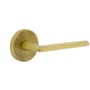 Viaggio Motivo Right Handed Solid Brass Privacy Door Lever Set with Brezza Lever and Circolo Linen Rosette - 2-3/4" Backset Satin Brass