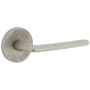 Viaggio Motivo Right Handed Solid Brass Privacy Door Lever Set with Brezza Lever and Circolo Linen Rosette - 2-3/4" Backset Satin Nickel