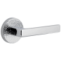 Viaggio Circolo Hammered Right Handed Solid Brass Privacy Door Lever Set with Lusso Lever and Circolo Hammered Rosette - 2-3/4" Backset Bright Chrome