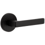 Viaggio Circolo Hammered Right Handed Solid Brass Privacy Door Lever Set with Lusso Lever and Circolo Hammered Rosette - 2-3/4" Backset Satin Black