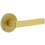 Viaggio Circolo Hammered Right Handed Solid Brass Privacy Door Lever Set with Lusso Lever and Circolo Hammered Rosette - 2-3/4" Backset Satin Brass