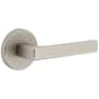 Viaggio Circolo Hammered Right Handed Solid Brass Privacy Door Lever Set with Lusso Lever and Circolo Hammered Rosette - 2-3/4" Backset Satin Nickel