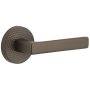 Viaggio Circolo Hammered Right Handed Solid Brass Privacy Door Lever Set with Lusso Lever and Circolo Hammered Rosette - 2-3/4" Backset Titanium Gray