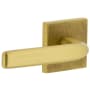 Viaggio Motivo Left Handed Solid Brass Privacy Door Lever Set with Bella Lever and Quadrato Linen Backplate - 2-3/4" Backset Satin Brass