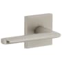Viaggio Quadrato Left Handed Solid Brass Privacy Door Lever Set with Brezza Lever and Quadrato Backplate - 2-3/4" Backset Satin Nickel