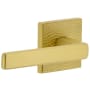 Viaggio Quadrato Hammered Left Handed Solid Brass Privacy Door Lever Set with Lusso Lever and Quadrato Hammered Backplate - 2-3/4" Backset Satin Brass