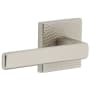 Viaggio Quadrato Hammered Left Handed Solid Brass Privacy Door Lever Set with Lusso Lever and Quadrato Hammered Backplate - 2-3/4" Backset Satin Nickel
