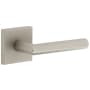 Viaggio Quadrato Right Handed Solid Brass Privacy Door Lever Set with Moderno Lever and Quadrato Backplate - 2-3/4" Backset Satin Nickel