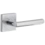 Viaggio Motivo Right Handed Solid Brass Privacy Door Lever Set with Moderno Lever and Quadrato Linen Backplate - 2-3/4" Backset Bright Chrome