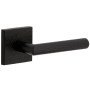 Viaggio Motivo Right Handed Solid Brass Privacy Door Lever Set with Moderno Lever and Quadrato Linen Backplate - 2-3/4" Backset Satin Black