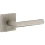 Viaggio Motivo Right Handed Solid Brass Privacy Door Lever Set with Moderno Lever and Quadrato Linen Backplate - 2-3/4" Backset Satin Nickel