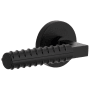 Viaggio Motivo Left Handed Solid Brass Privacy Door Lever Set with Contempo Rebar Lever and Circolo Linen Rosette - 2-3/4" Backset Satin Black