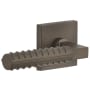 Viaggio Motivo Left Handed Solid Brass Privacy Door Lever Set with Contempo Rebar Lever and Quadrato Linen Backplate - 2-3/4" Backset Titanium Gray