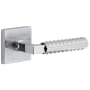 Viaggio Motivo Right Handed Solid Brass Privacy Door Lever Set with Contempo Rebar Lever and Quadrato Linen Backplate - 2-3/8" Backset Bright Chrome