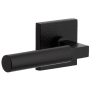 Viaggio Motivo Left Handed Solid Brass Privacy Door Lever Set with Contempo Lever and Quadrato Leather Backplate - 2-3/4" Backset Satin Black