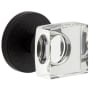 Viaggio Motivo Solid Brass Non-Turning One-Sided Dummy Door Knob with Quadrato Crystal Knob and Circolo Linen Rosette Satin Black