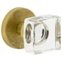 Viaggio Motivo Solid Brass Non-Turning One-Sided Dummy Door Knob with Quadrato Crystal Knob and Circolo Linen Rosette Satin Brass