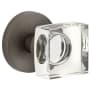 Viaggio Motivo Solid Brass Non-Turning One-Sided Dummy Door Knob with Quadrato Crystal Knob and Circolo Linen Rosette Titanium Gray