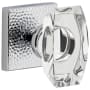 Viaggio Quadrato Hammered Solid Brass Non-Turning One-Sided Dummy Door Knob with Stella Crystal Knob and Quadrato Hammered Backplate Bright Chrome