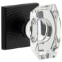 Viaggio Quadrato Hammered Solid Brass Non-Turning One-Sided Dummy Door Knob with Stella Crystal Knob and Quadrato Hammered Backplate Satin Black