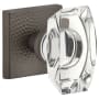 Viaggio Quadrato Hammered Solid Brass Non-Turning One-Sided Dummy Door Knob with Stella Crystal Knob and Quadrato Hammered Backplate Titanium Gray
