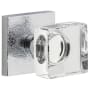 Viaggio Motivo Solid Brass Non-Turning One-Sided Dummy Door Knob with Quadrato Crystal Knob and Leather Backplate Bright Chrome