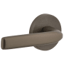 Viaggio Motivo Left Handed Solid Brass Non-Turning One-Sided Dummy Door Lever with Bella Lever and Circolo Linen Rosette Titanium Gray