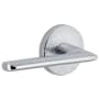 Viaggio Motivo Left Handed Solid Brass Non-Turning One-Sided Dummy Door Lever with Brezza Lever and Circolo Leather Rosette Bright Chrome
