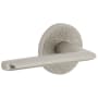 Viaggio Motivo Left Handed Solid Brass Non-Turning One-Sided Dummy Door Lever with Brezza Lever and Circolo Leather Rosette Satin Nickel