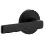 Viaggio Motivo Left Handed Solid Brass Non-Turning One-Sided Dummy Door Lever with Lusso Lever and Circolo Leather Rosette Satin Black